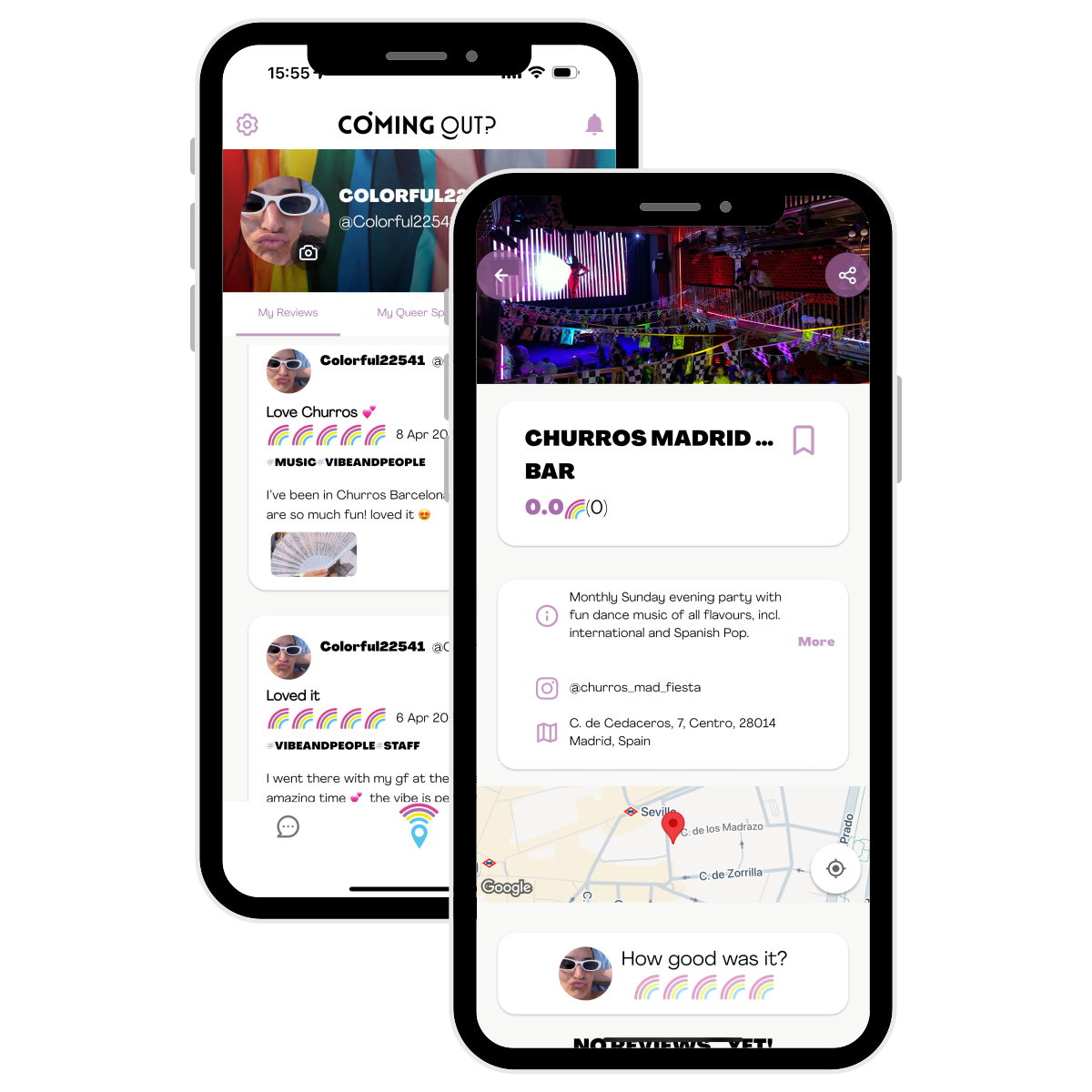 L'app Coming Out? che mostra locali queer